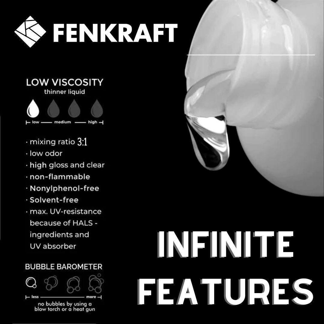 Fenkraft Resin Infinite - kit 3:1 Ratio- Low Viscocity - fenkraft art resin